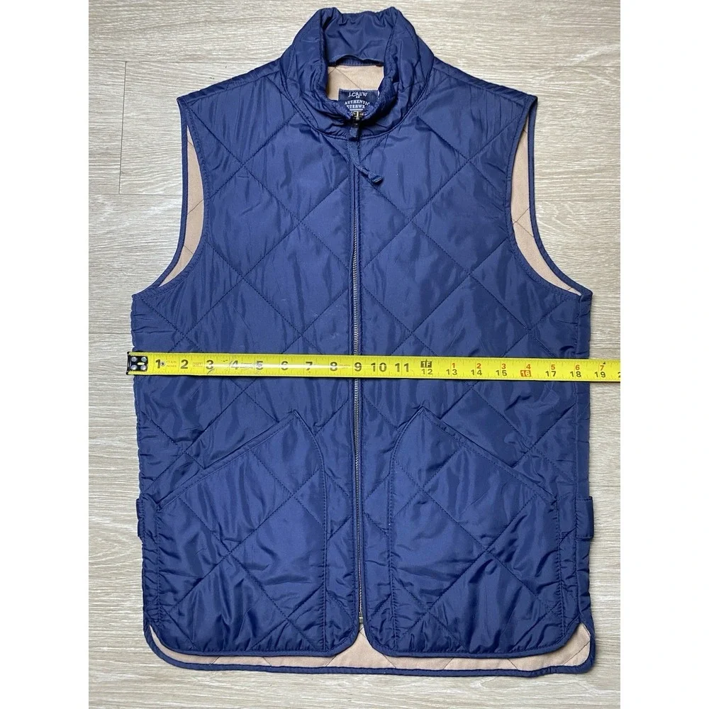 Men's Size X-SMALL  J.CREW Authentic Outerwear Blue Quilted Filled Full Zip Vest